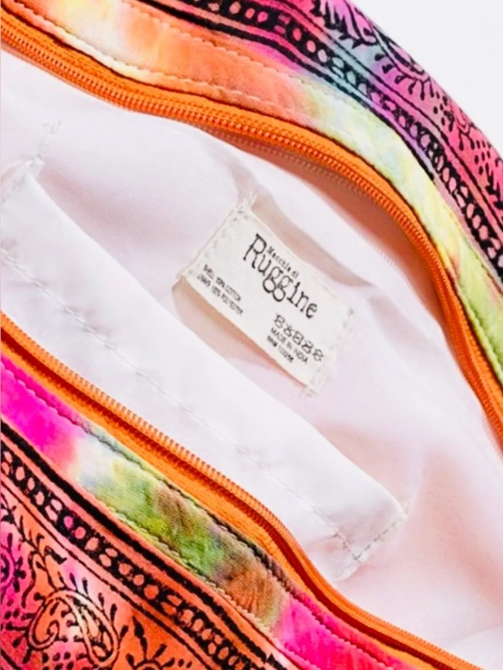 Boho Hobo Bag Pink Yellow Tie Dye Slouchy Shoulder Bag Zipper Large. NWOT